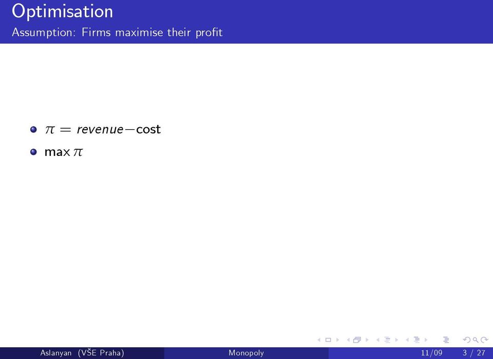 = revenue max π cost Aslanyan