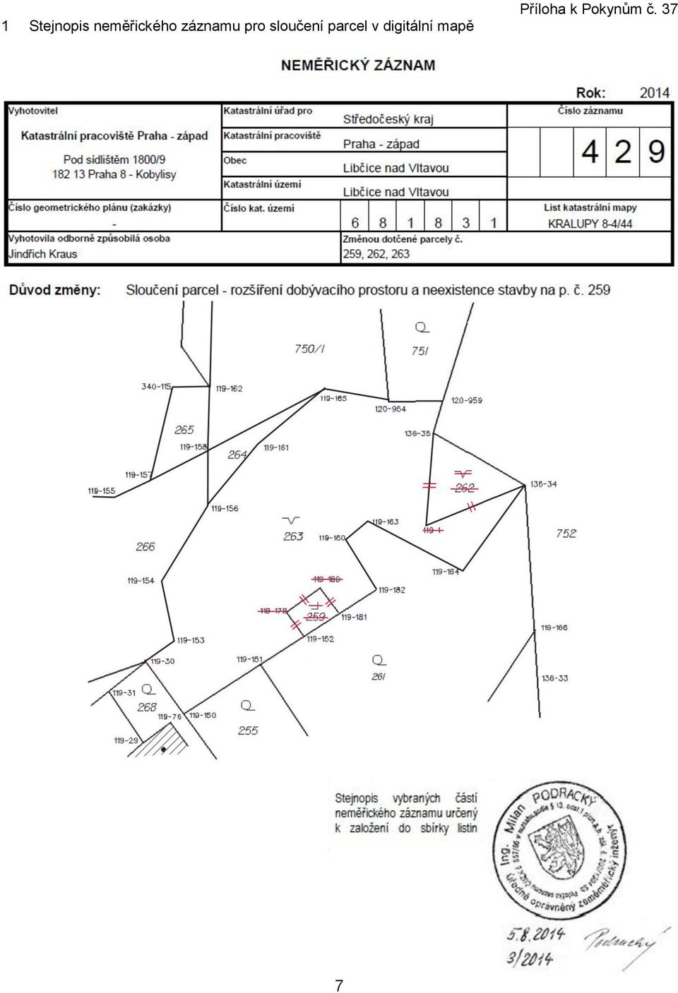 parcel v digitální mapě