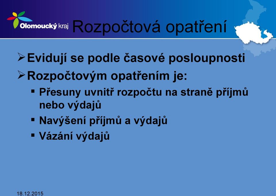 Přesuny uvnitř rozpočtu na straně příjmů