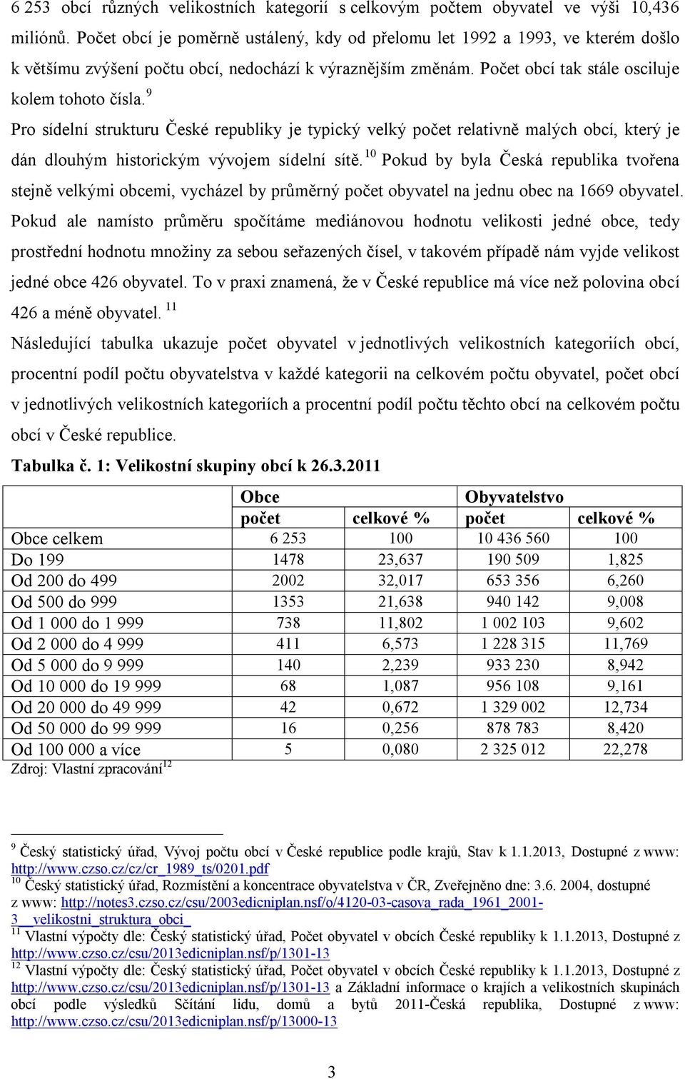 9 Pro sídelní strukturu České republiky je typický velký počet relativně malých obcí, který je dán dlouhým historickým vývojem sídelní sítě.