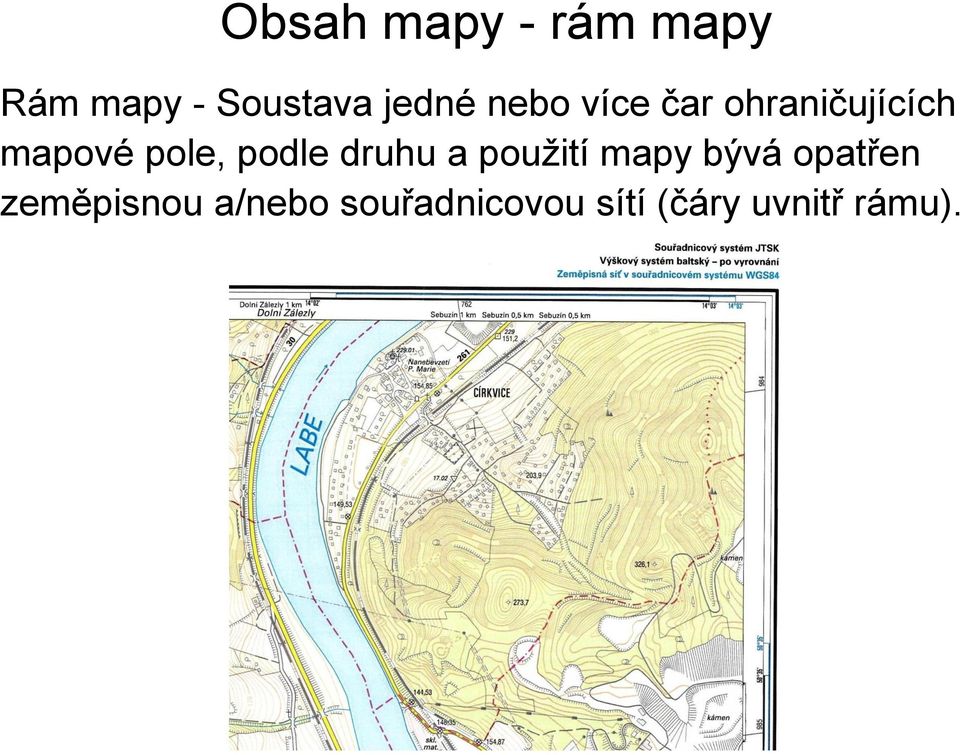 pole, podle druhu a použití mapy bývá opatřen