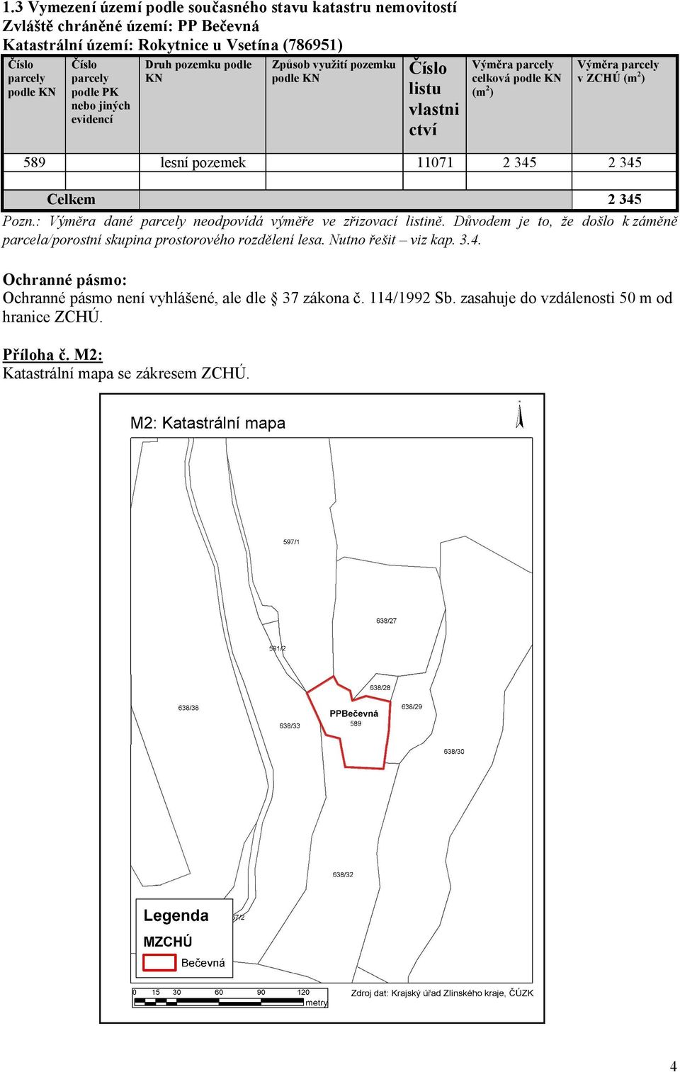 2 345 2 345 Celkem 2 345 Pozn.: Výměra dané parcely neodpovídá výměře ve zřizovací listině. Důvodem je to, že došlo k záměně parcela/porostní skupina prostorového rozdělení lesa.