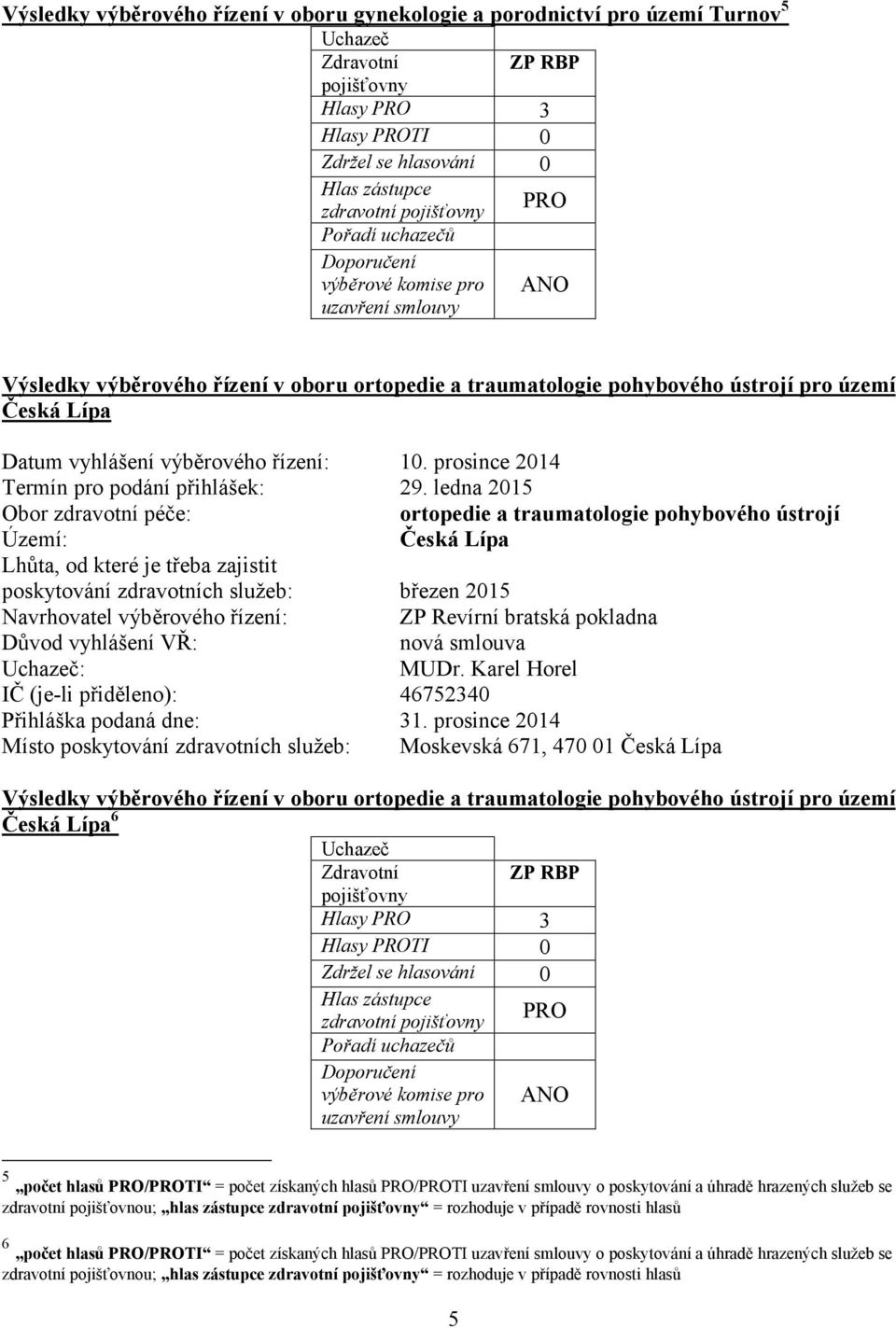 ledna 2015 ortopedie a traumatologie pohybového ústrojí Česká Lípa poskytování zdravotních služeb: březen 2015 ZP Revírní bratská pokladna MUDr.