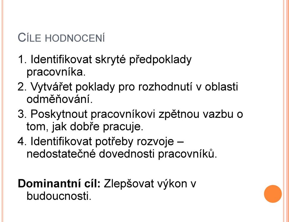 Poskytnout pracovníkovi zpětnou vazbu o tom, jak dobře pracuje. 4.