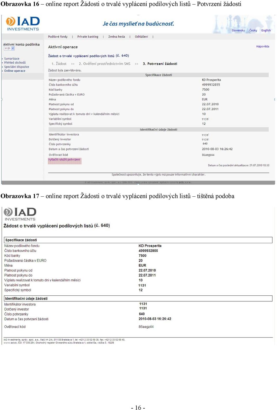 Obrazovka 17 online report Žádosti o trvalé