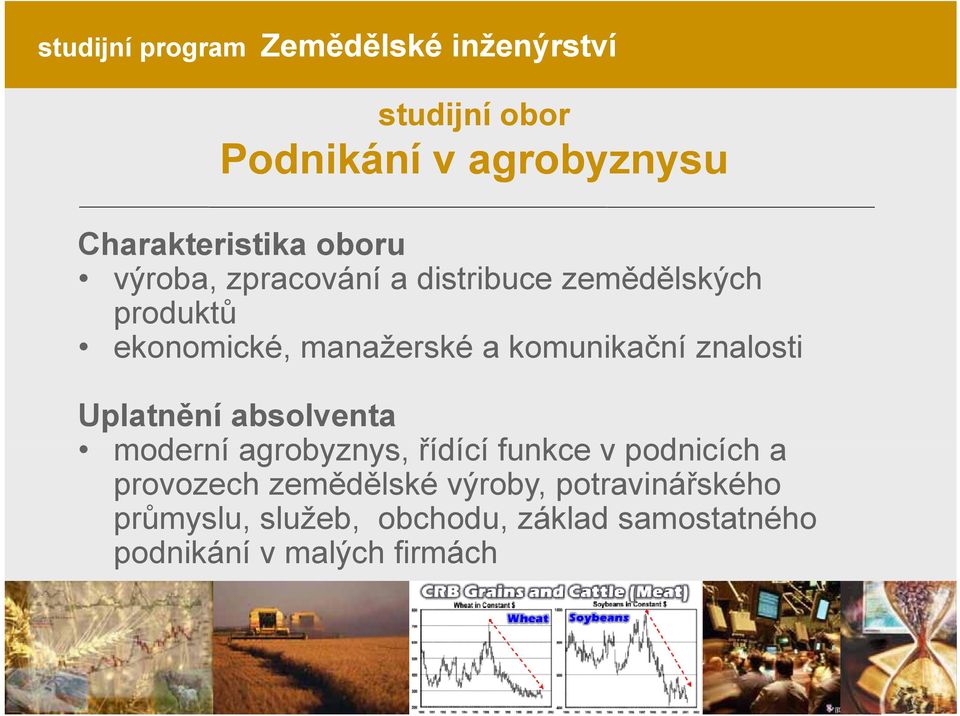 komunikační znalosti aos Uplatnění absolventa moderní agrobyznys, řídící funkce v podnicích a