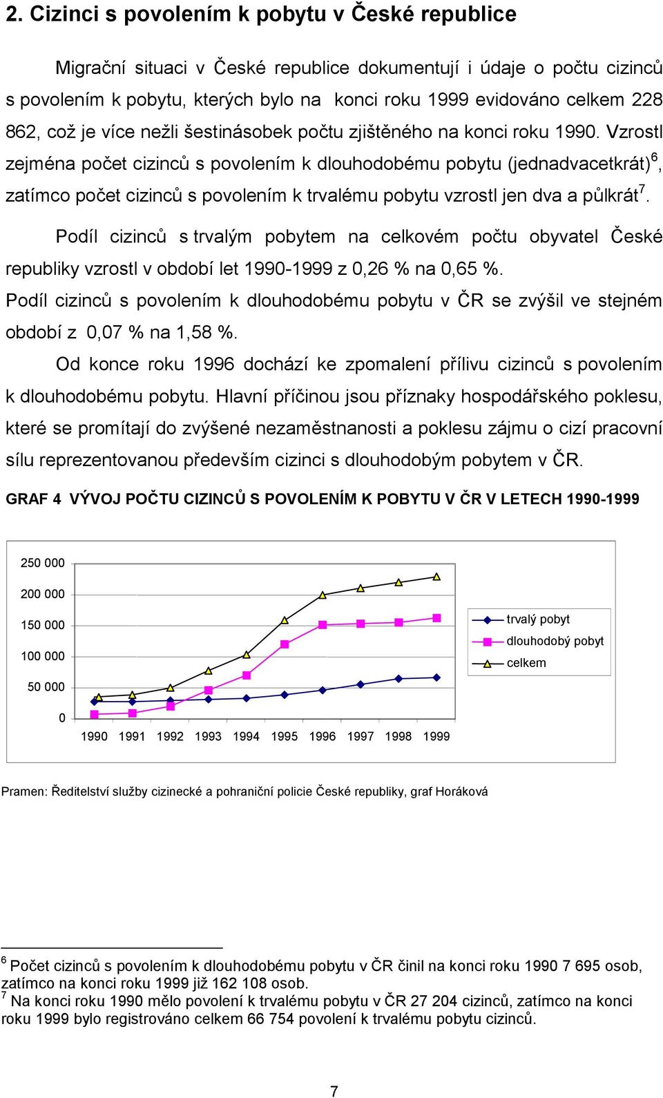 Vzrostl zejména počet cizinců s povolením k dlouhodobému pobytu (jednadvacetkrát) 6, zatímco počet cizinců s povolením k trvalému pobytu vzrostl jen dva a půlkrát 7.