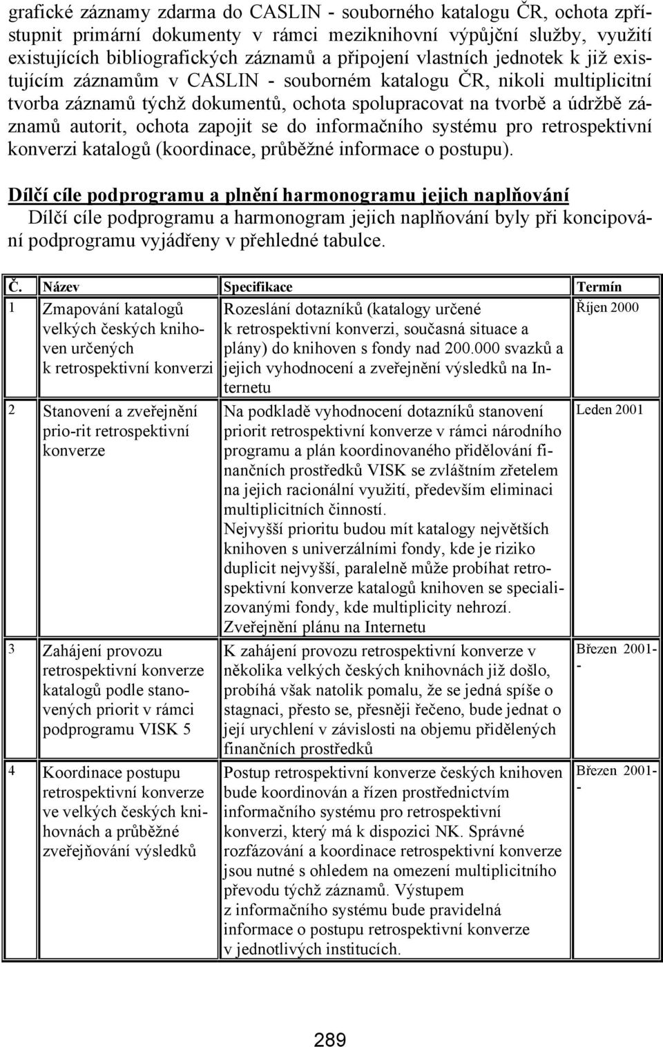 zapojit se do informačního systému pro retrospektivní konverzi katalogů (koordinace, průběžné informace o postupu).