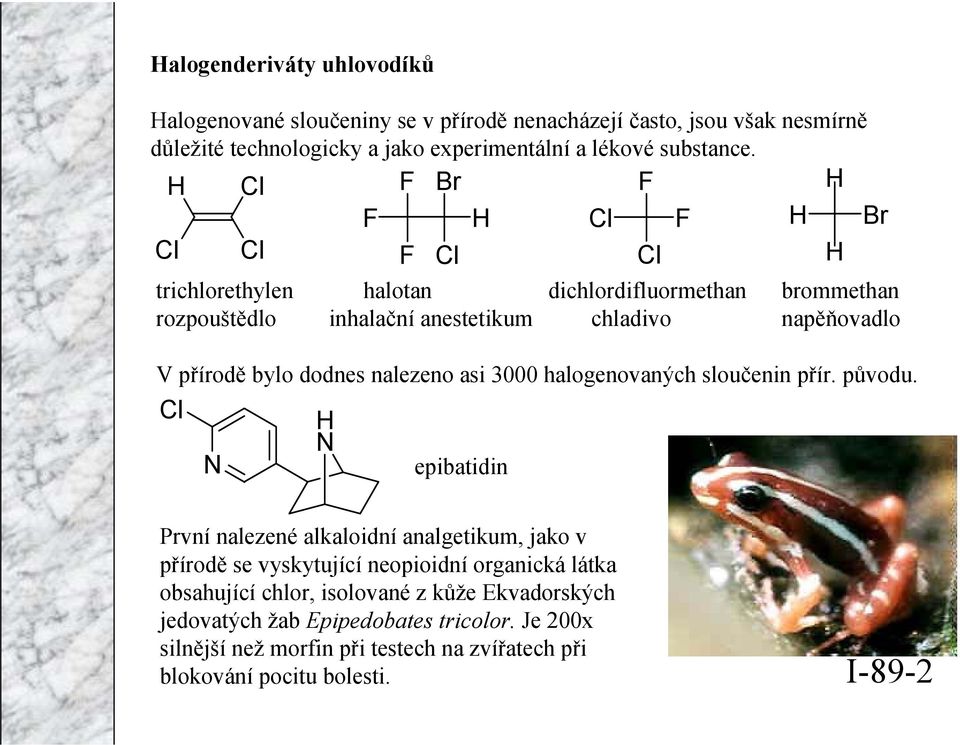 nalezeno asi 3000 halogenovaných sloučenin přír. původu.