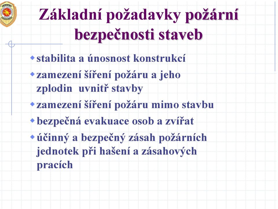 zamezení šíření požáru mimo stavbu bezpečná evakuace osob a zvířat