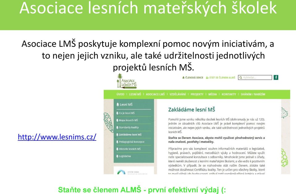 ale také udržitelnosti jednotlivých projektů lesních MŠ.