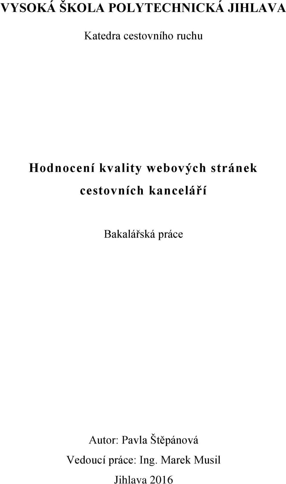 stránek cestovních kanceláří Bakalářská práce