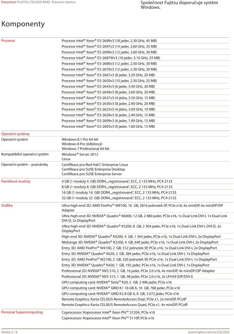 30 GHz, 30 MB) Procesor Intel Xeon E5-2667v3 (8 jader, 3.20 GHz, 20 MB) Procesor Intel Xeon E5-2650v3 (10 jader, 2.30 GHz, 25 MB) Procesor Intel Xeon E5-2643v3 (6 jader, 3.