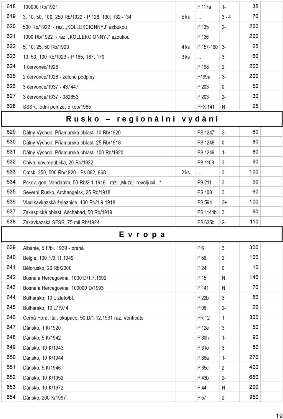 .. 3 60 624 1 červonec/1926 P 198 2 200 625 2 červonce/1928 - zelené podpisy P199a 3-200 626 3 červonce/1937-437447 P 203 0 50 627 3 červonce/1937-082853 P 203 2-30 628 SSSR, lodní peníze, 5 kop/1985