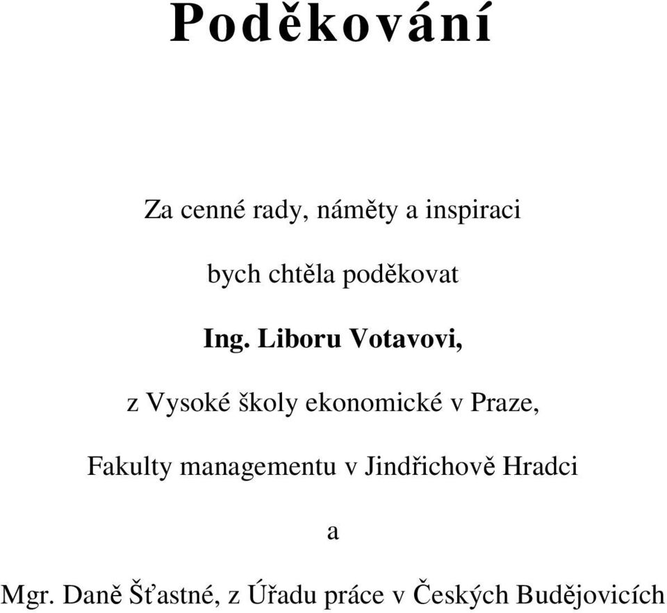 Liboru Votavovi, z Vysoké školy ekonomické v Praze,