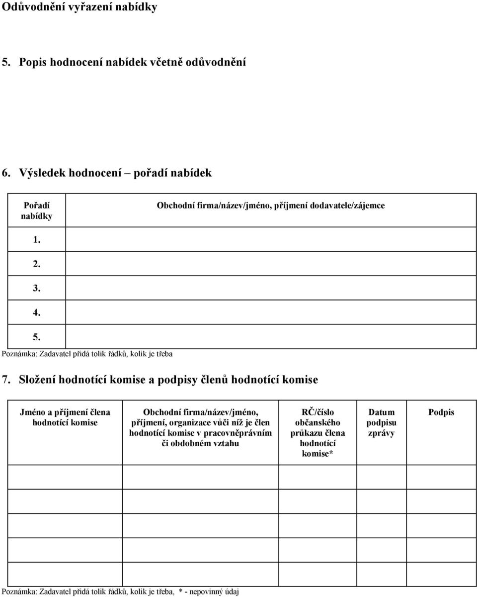 Poznámka: Zadavatel přidá tolik řádků, kolik je třeba 7.