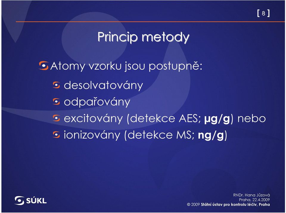 odpařovány excitovány (detekce