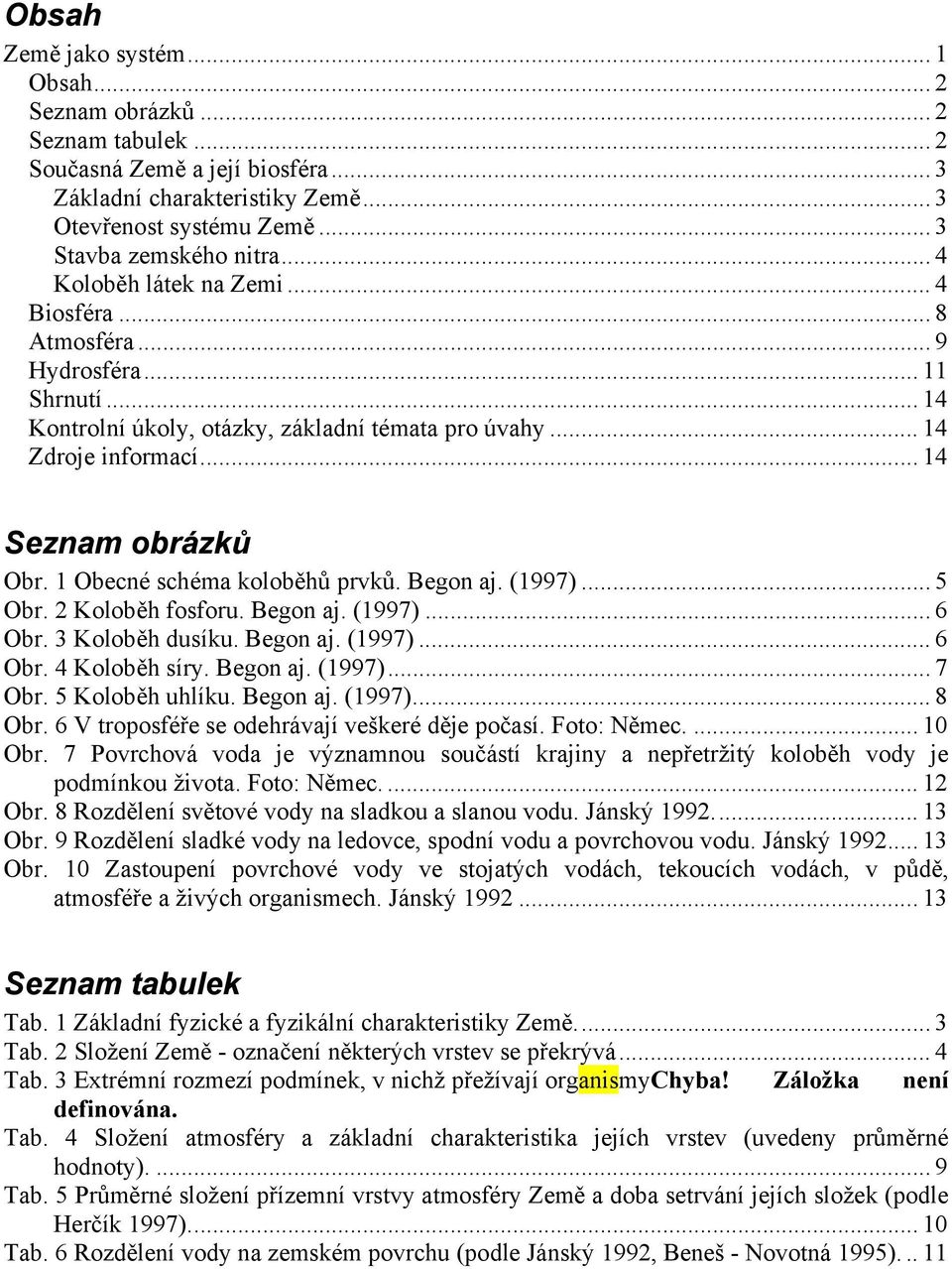 1 Obecné schéma koloběhů prvků. Begon aj. (1997)... 5 Obr. 2 Koloběh fosforu. Begon aj. (1997)... 6 Obr. 3 Koloběh dusíku. Begon aj. (1997)... 6 Obr. 4 Koloběh síry. Begon aj. (1997)... 7 Obr.