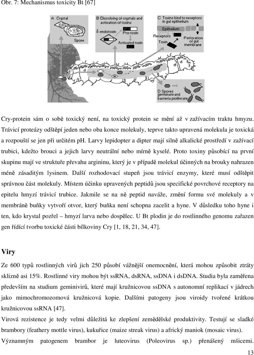 Larvy lepidopter a dipter mají siln alkalické prostedí v zažívací trubici, kdežto brouci a jejich larvy neutrální nebo mírn kyselé.