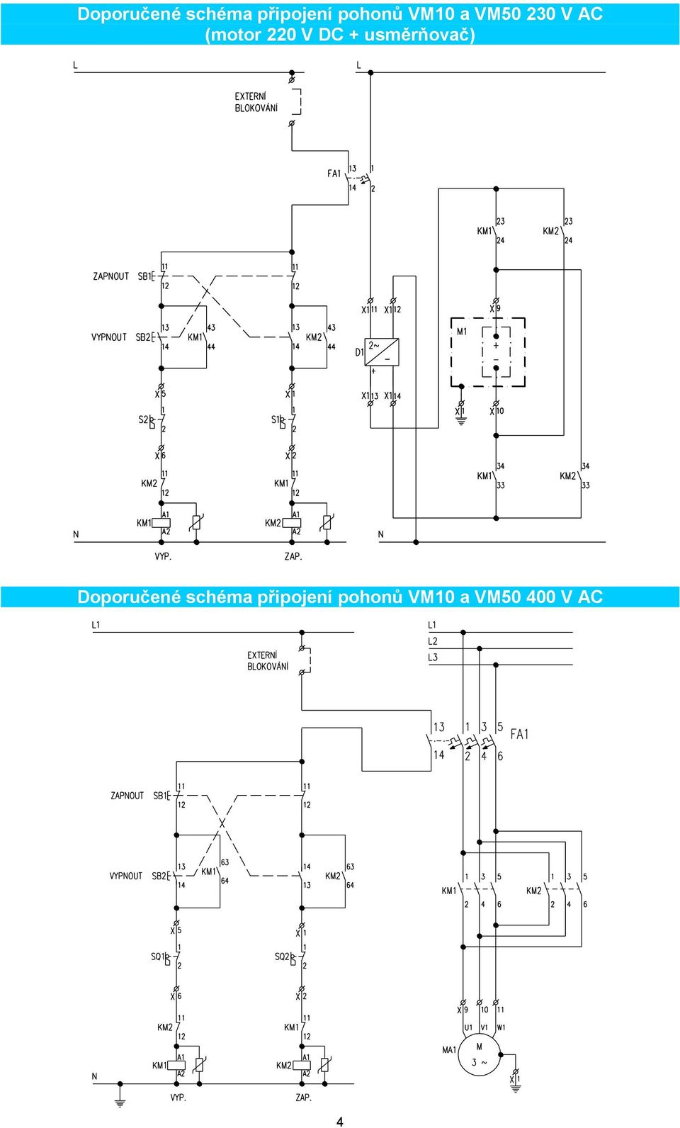 DC + usměrňovač)  VM10 a VM50 400 V