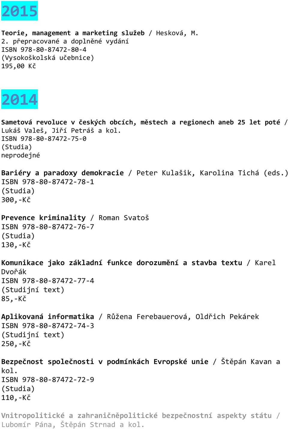 ISBN 978-80-87472-75-0 Bariéry a paradoxy demokracie / Peter Kulašik, Karolina Tichá (eds.