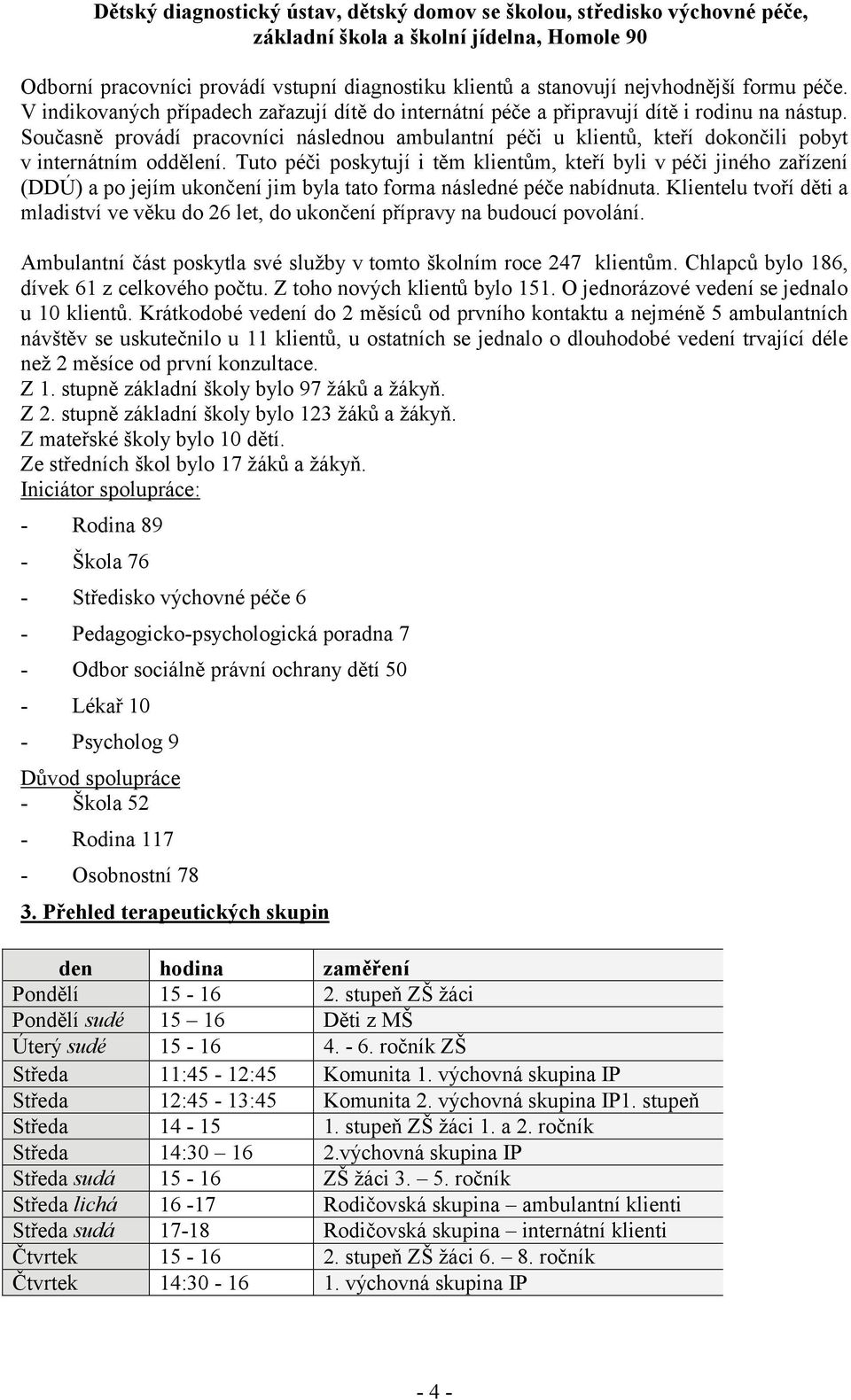 Tuto péči poskytují i těm klientům, kteří byli v péči jiného zařízení (DDÚ) a po jejím ukončení jim byla tato forma následné péče nabídnuta.