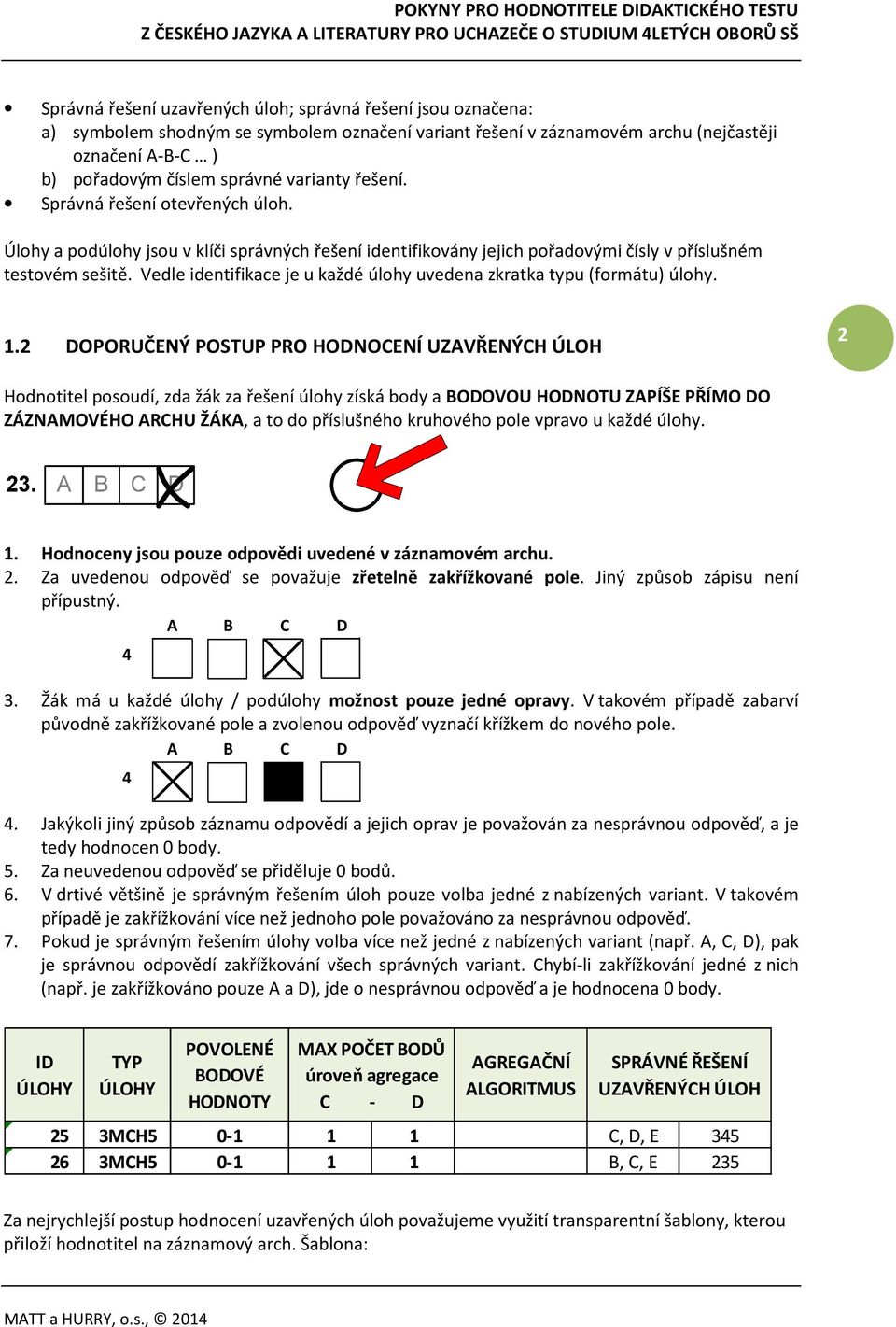 Vedle identifikace je u každé úlohy uvedena zkratka typu (formátu) úlohy. 1.