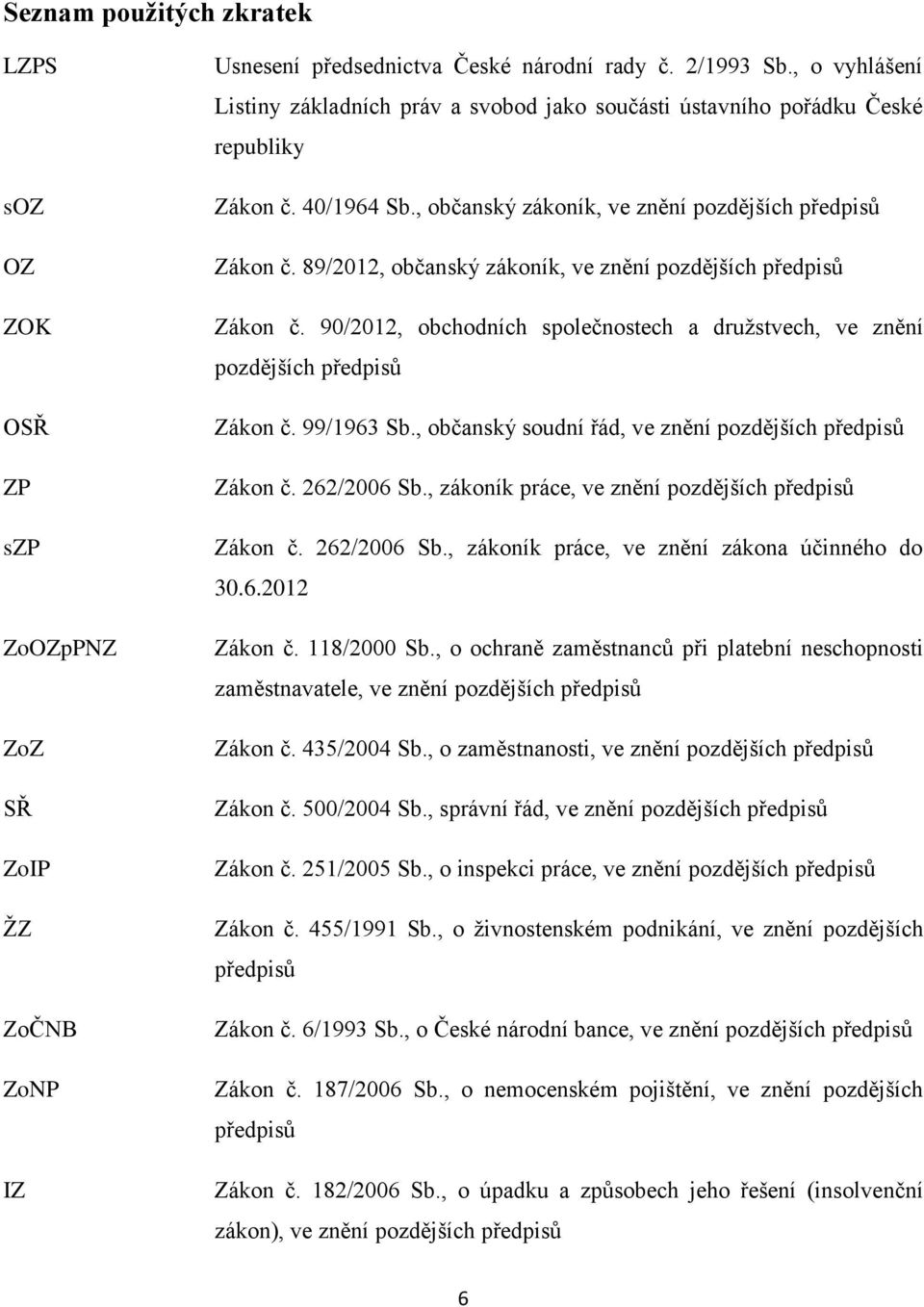 89/2012, občanský zákoník, ve znění pozdějších předpisů Zákon č. 90/2012, obchodních společnostech a družstvech, ve znění pozdějších předpisů Zákon č. 99/1963 Sb.