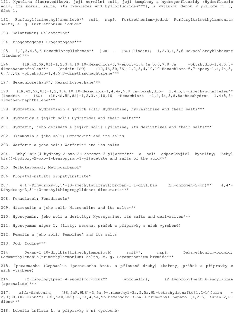 1,2,3,4,5,6-Hexachlorcyklohexan** (BHC - ISO)(lindan); 1,2,3,4,5,6-Hexachlorcyklohexane (lindane)*** 196.