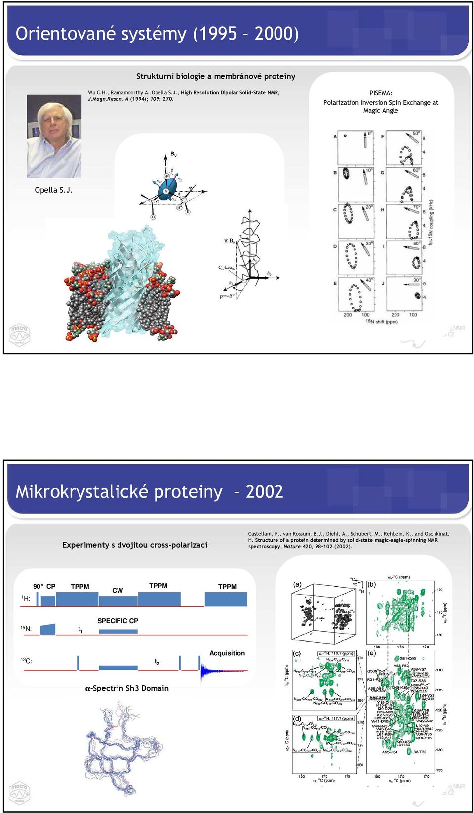 Mikrokrystalické proteiny 2002 Experimenty s dvojitou cross-polarizací Castellani, F., van Rossum, B.J., Diehl, A., Schubert, M., Rehbein, K.