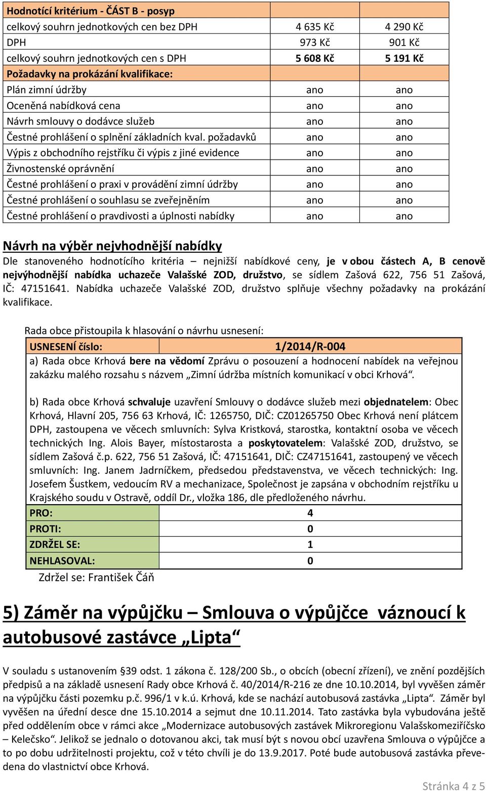 požadavků ano ano Výpis z obchodního rejstříku či výpis z jiné evidence ano ano Živnostenské oprávnění ano ano Čestné prohlášení o praxi v provádění zimní údržby ano ano Čestné prohlášení o souhlasu