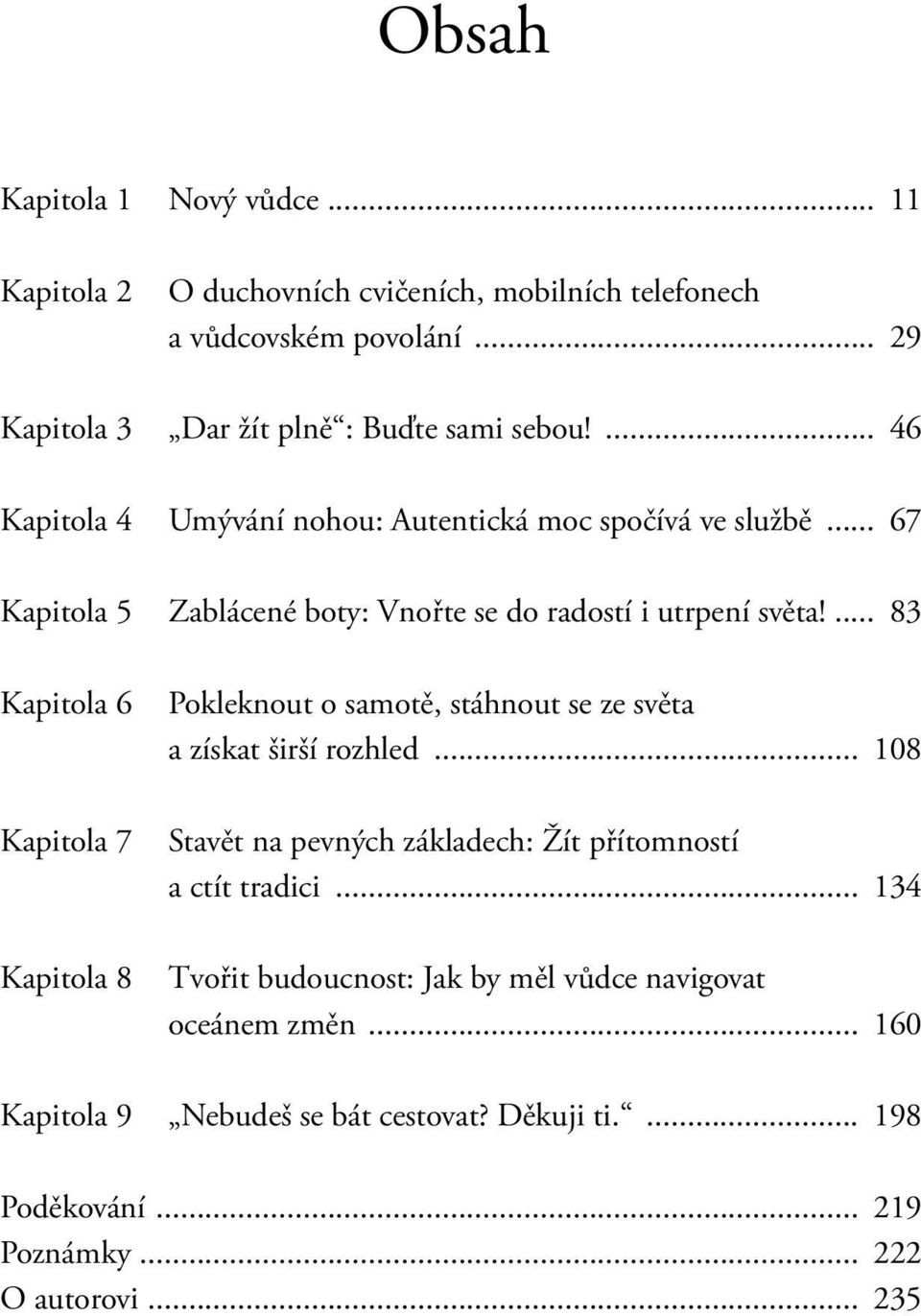 ... 83 Kapitola 6 Kapitola 7 Kapitola 8 Pokleknout o samotě, stáhnout se ze světa a získat širší rozhled.