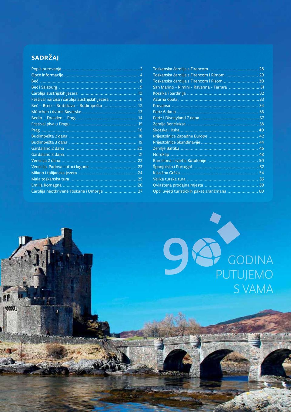 .. 21 Venecija 2 dana...22 Venecija, Padova i otoci lagune...23 Milano i talijanska jezera... 24 Mala toskanska tura...25 Emilia Romagna... 26 Čarolija neotkrivene Toskane i Umbrije.