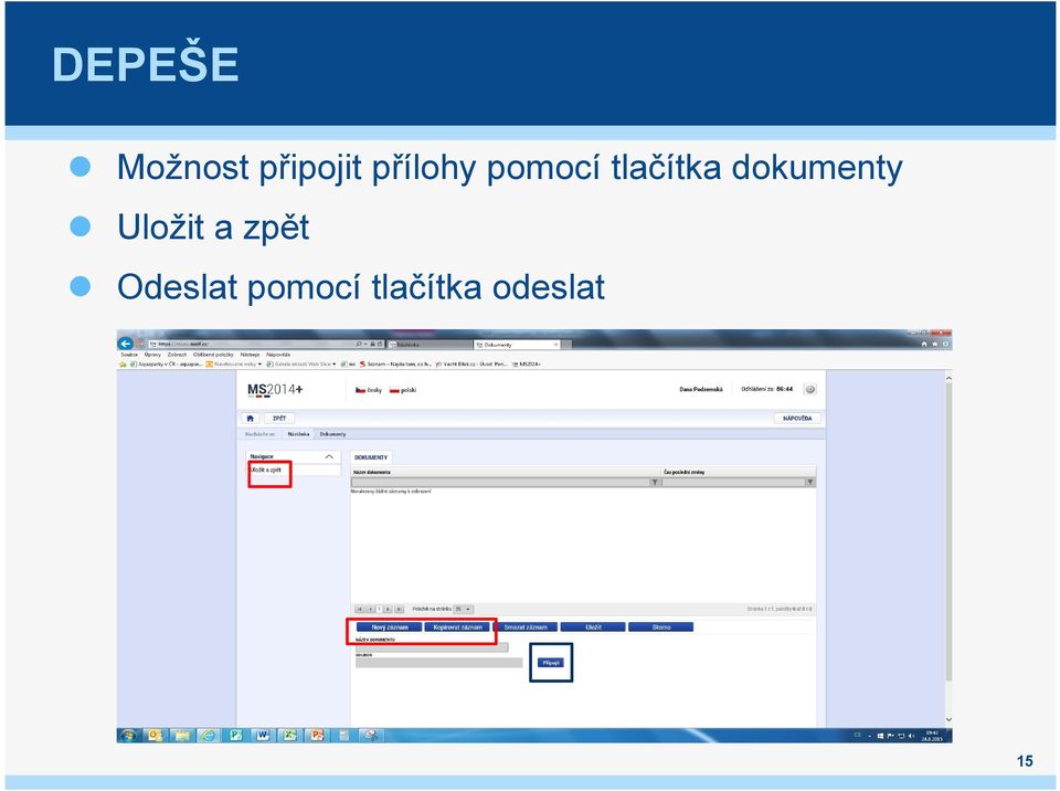 dokumenty Uložit a zpět