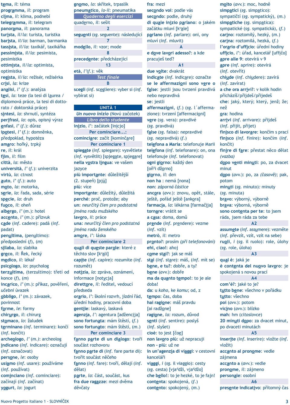 ): analýza tesi, la: teze (la tesi di laurea / diplomová práce, la tesi di dottorato / doktorská práce) sintesi, la: shrnutí, syntéza perifrasi, la: opis, opisný výraz enfasi, l (f.