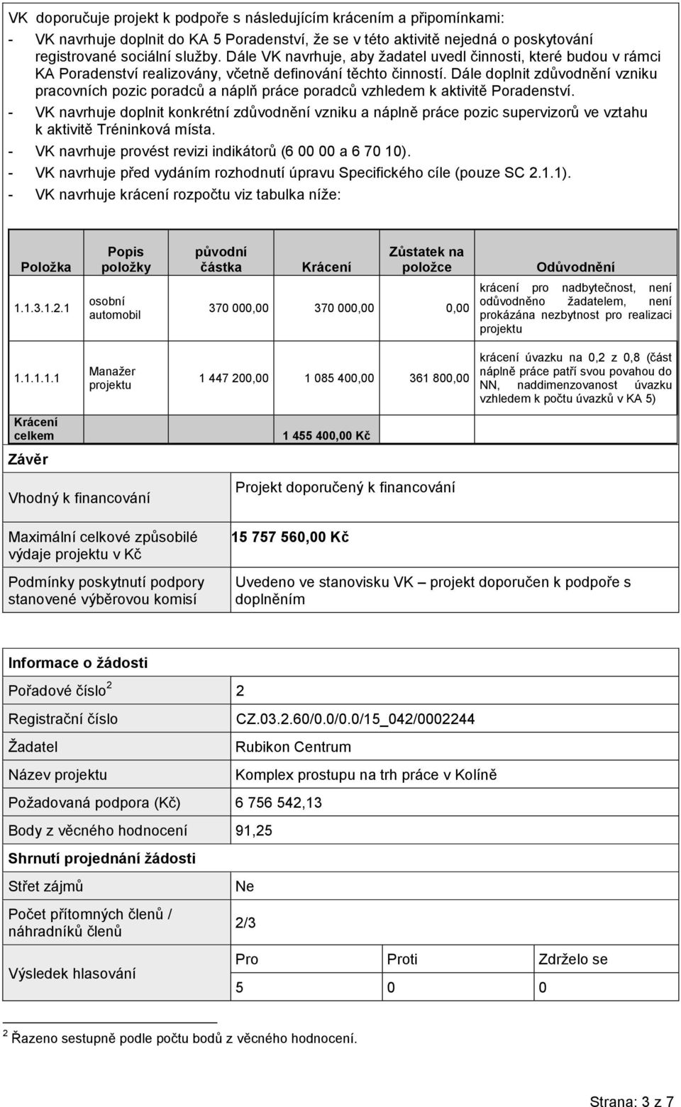 Dále doplnit zdůvodnění vzniku pracovních pozic poradců a náplň práce poradců vzhledem k aktivitě Poradenství.