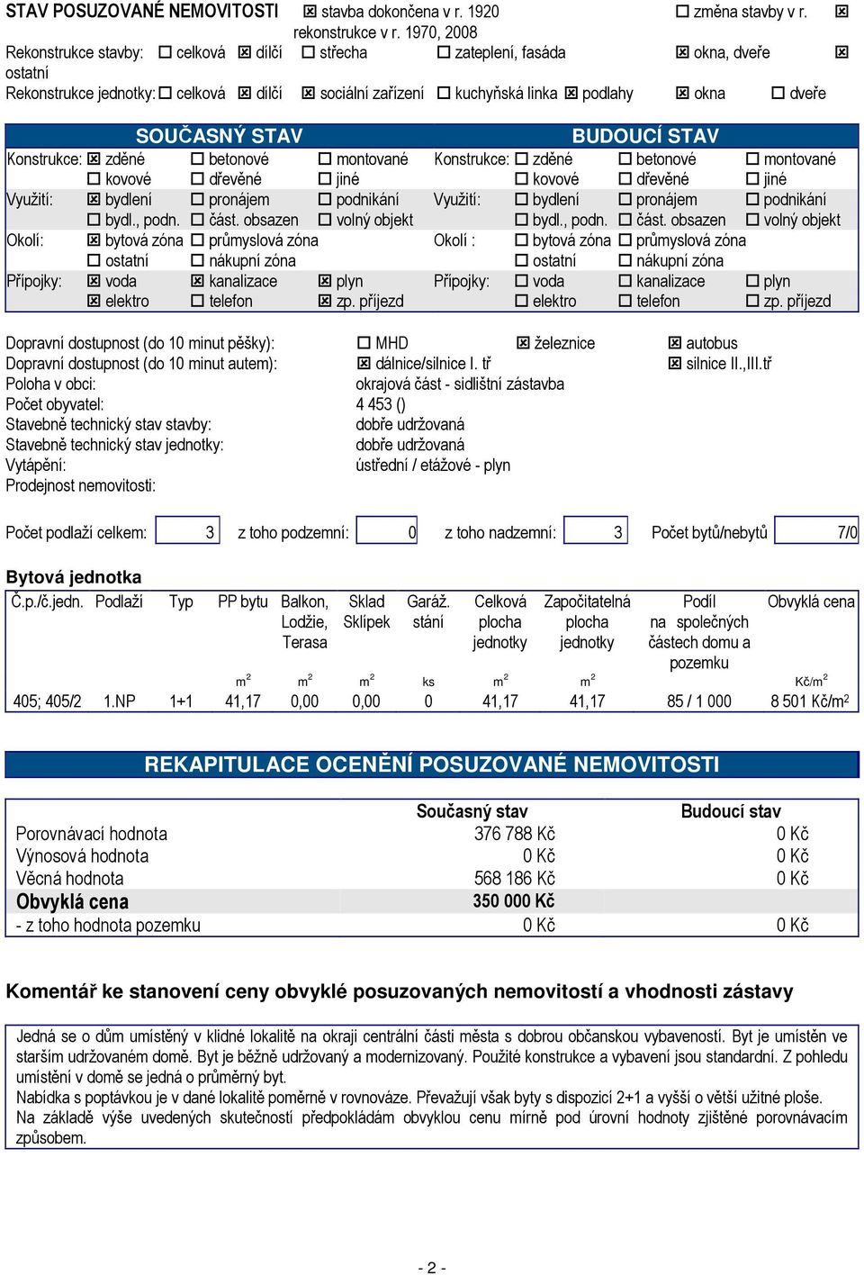 BUDOUCÍ STAV Konstrukce: zděné betonové montované Konstrukce: zděné betonové montované kovové dřevěné jiné kovové dřevěné jiné Využití: bydlení pronájem podnikání Využití: bydlení pronájem podnikání