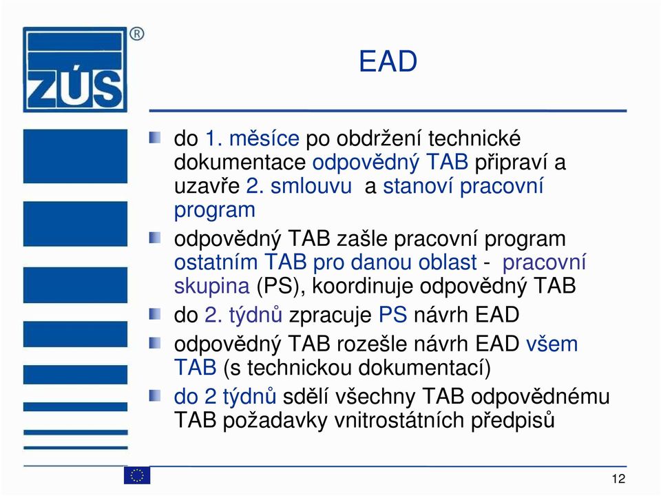 pracovní skupina (PS), koordinuje odpovědný TAB do 2.