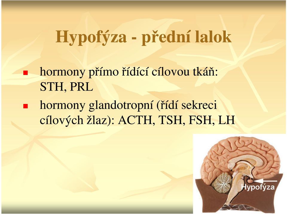 PRL hormony glandotropní (řídí