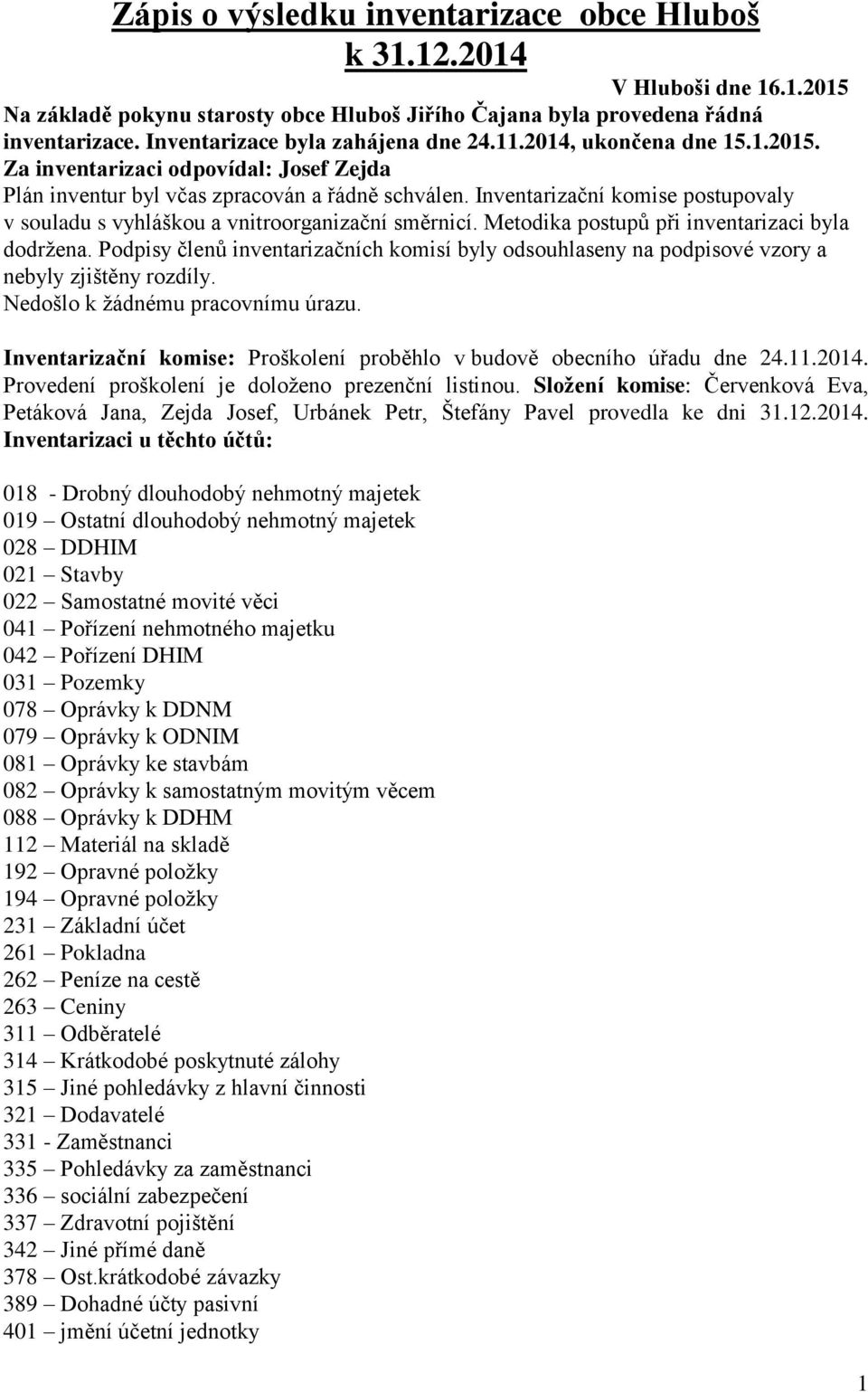 Inventarizační komise postupovaly v souladu s vyhláškou a vnitroorganizační směrnicí. Metodika postupů při inventarizaci byla dodržena.