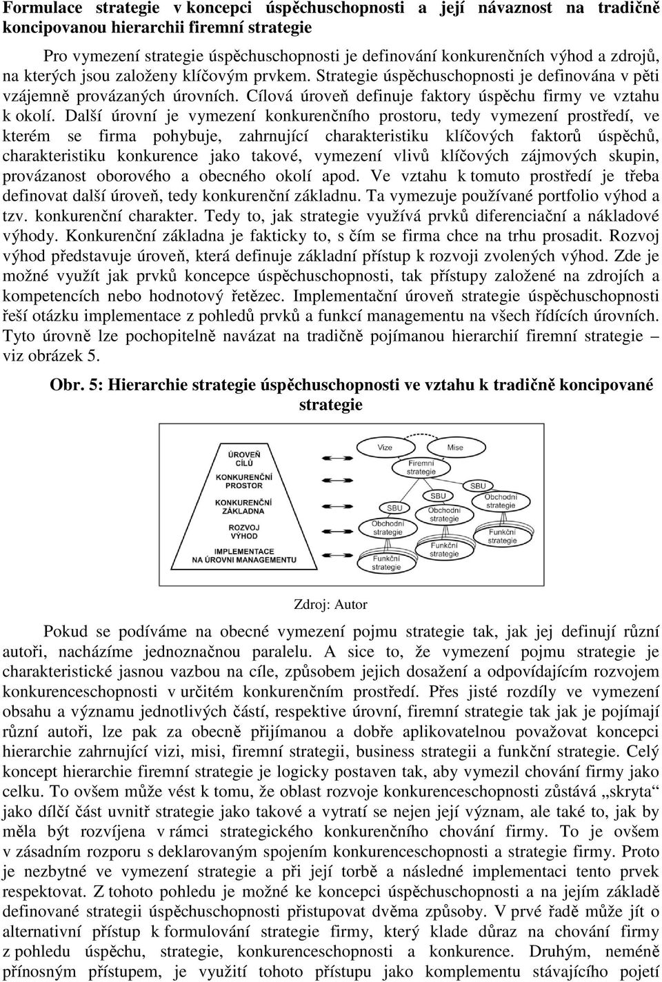 Další úrovní je vymezení konkurenčního prostoru, tedy vymezení prostředí, ve kterém se firma pohybuje, zahrnující charakteristiku klíčových faktorů úspěchů, charakteristiku konkurence jako takové,