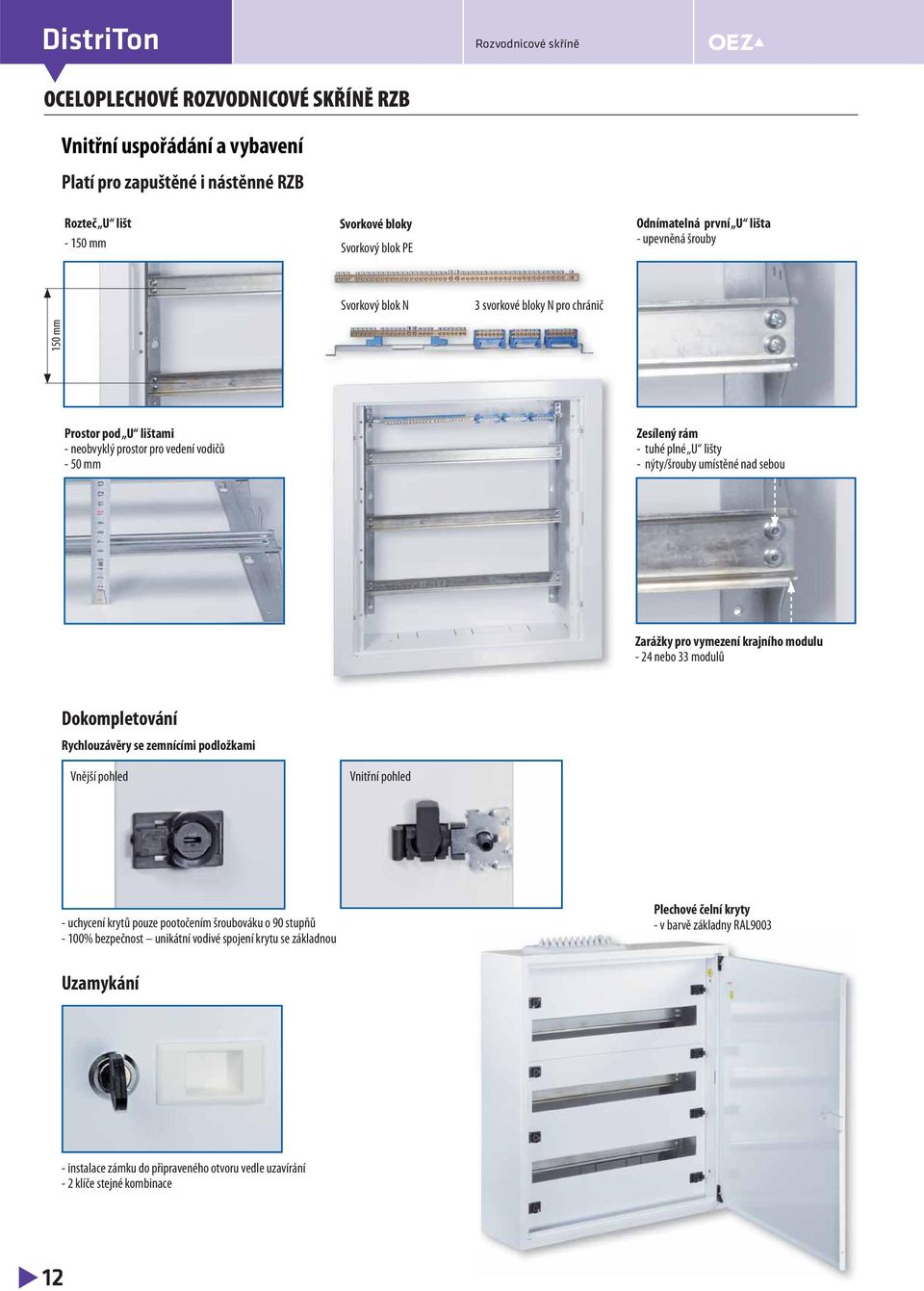 vymezení krajního modulu - 24 nebo 33 modulů Dokompletování Rychlouzávěry se zemnícími podložkami Vnější pohled Vnitřní pohled - uchycení krytů pouze pootočením šroubováku o 90 stupňů - 100%