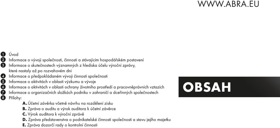 rozvahovém dni Informace o předpokládaném vývoji činnosti společnosti Informace o aktivitách v oblasti výzkumu a vývoje Informace o aktivitách v oblasti ochrany životního prostředí a