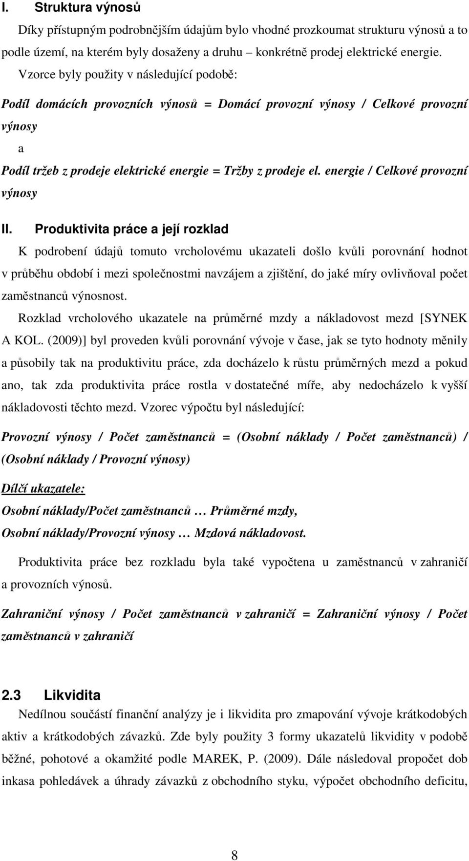 energie / Celkové provozní výnosy II.