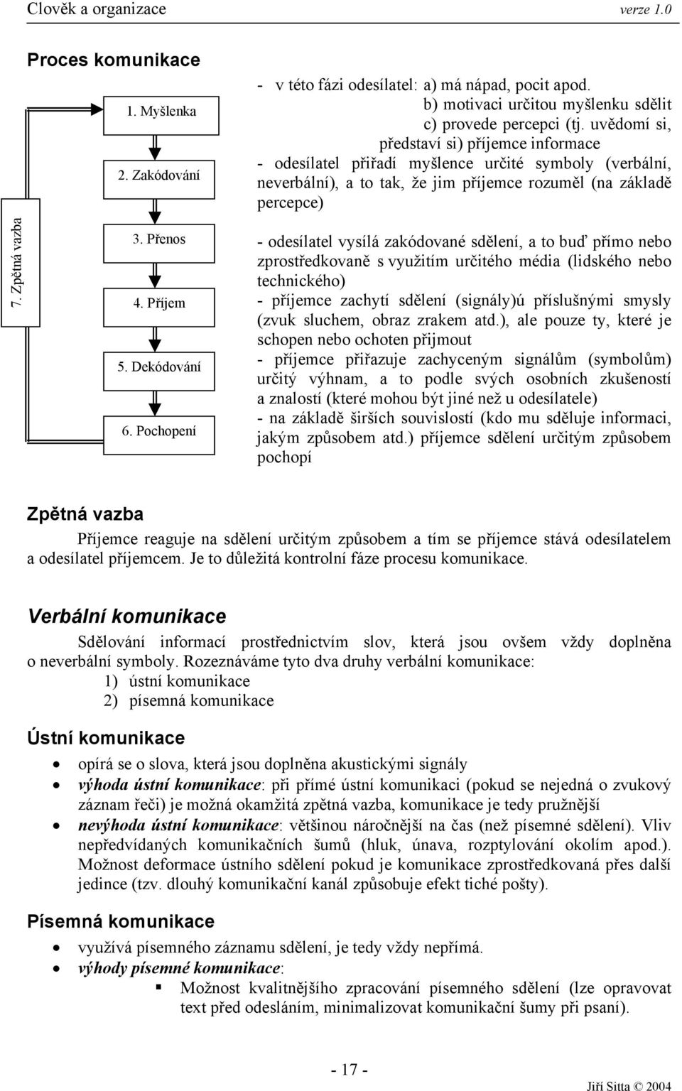 uvědomí si, představí si) příjemce informace - odesílatel přiřadí myšlence určité symboly (verbální, neverbální), a to tak, že jim příjemce rozuměl (na základě percepce) - odesílatel vysílá