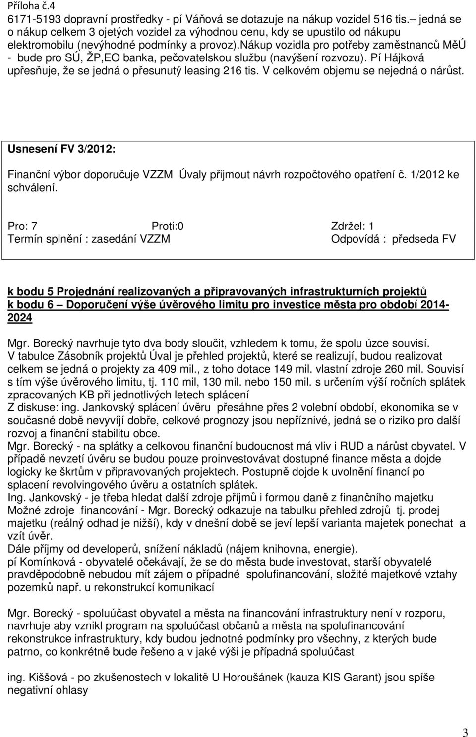 nákup vozidla pro potřeby zaměstnanců MěÚ - bude pro SÚ, ŽP,EO banka, pečovatelskou službu (navýšení rozvozu). Pí Hájková upřesňuje, že se jedná o přesunutý leasing 216 tis.