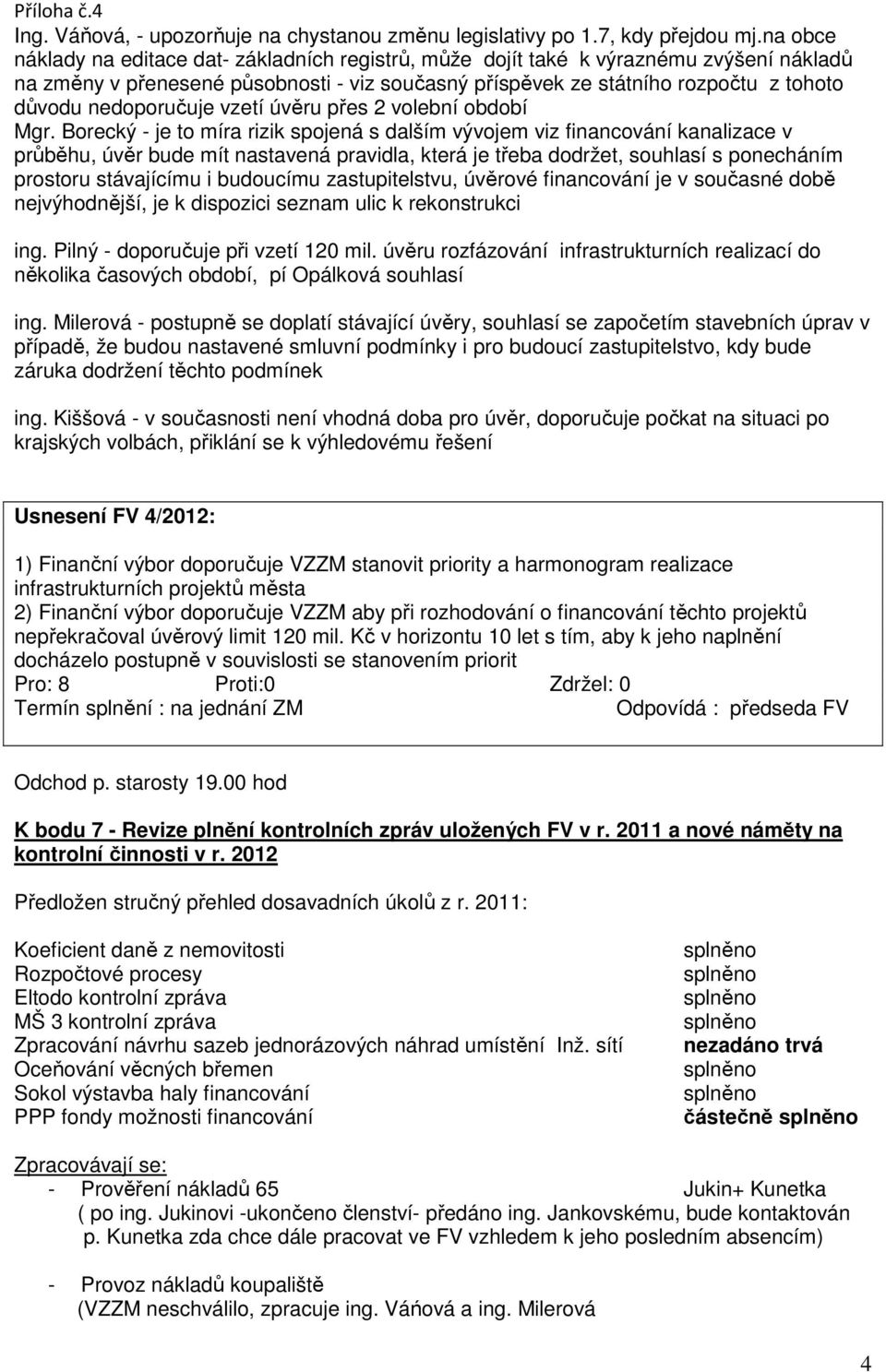 nedoporučuje vzetí úvěru přes 2 volební období Mgr.