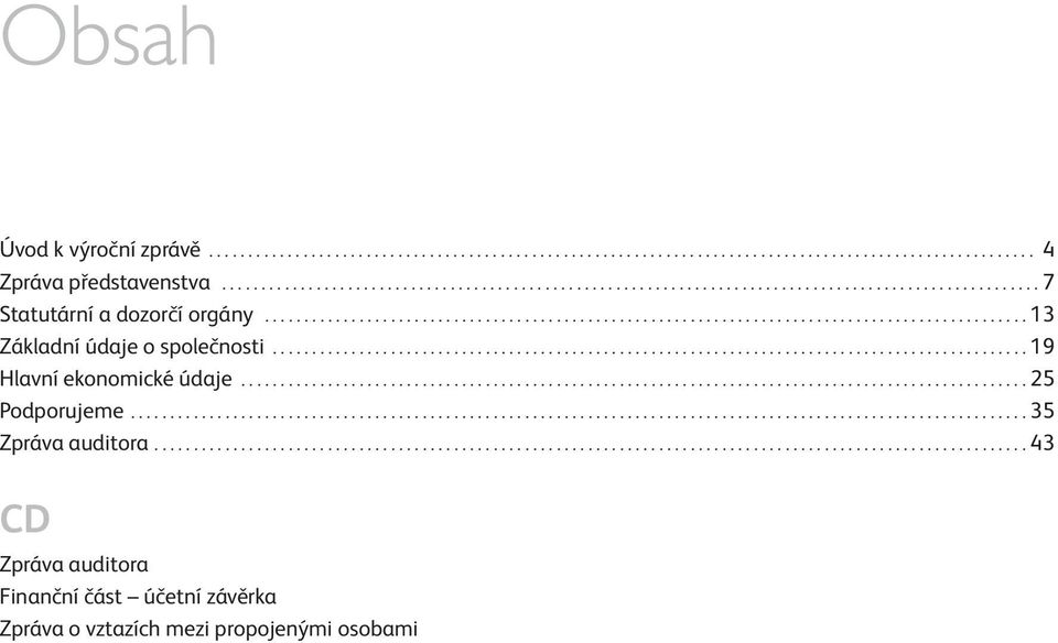 ...19 Hlavní ekonomické údaje...25 Podporujeme...35 Zpráva auditora.