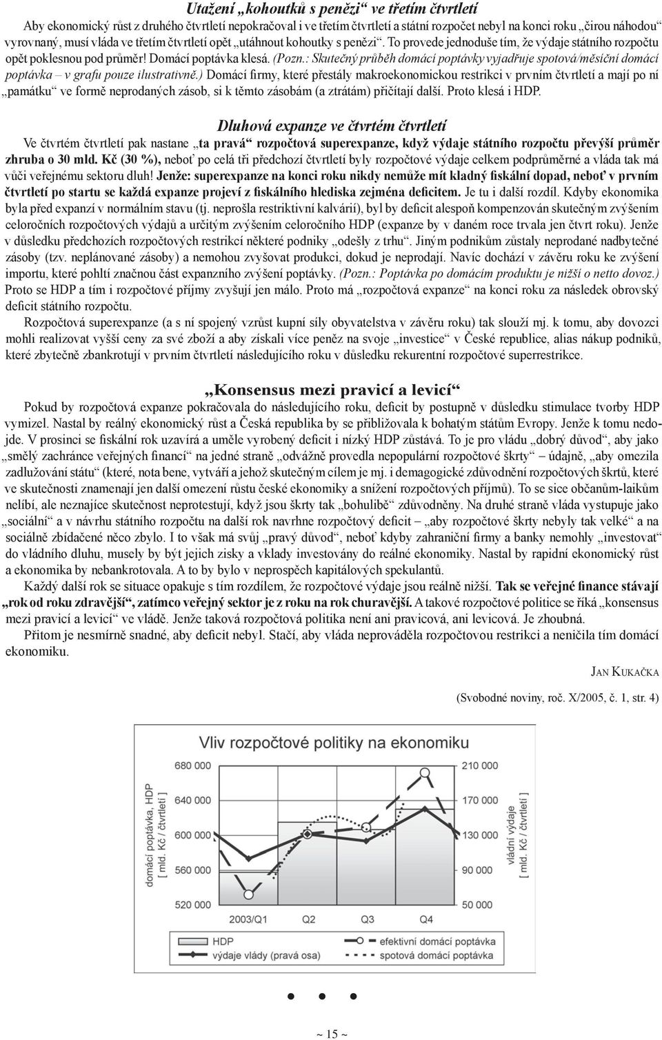 : Skutečný průběh domácí poptávky vyjadřuje spotová/měsíční domácí poptávka v grafu pouze ilustrativně.