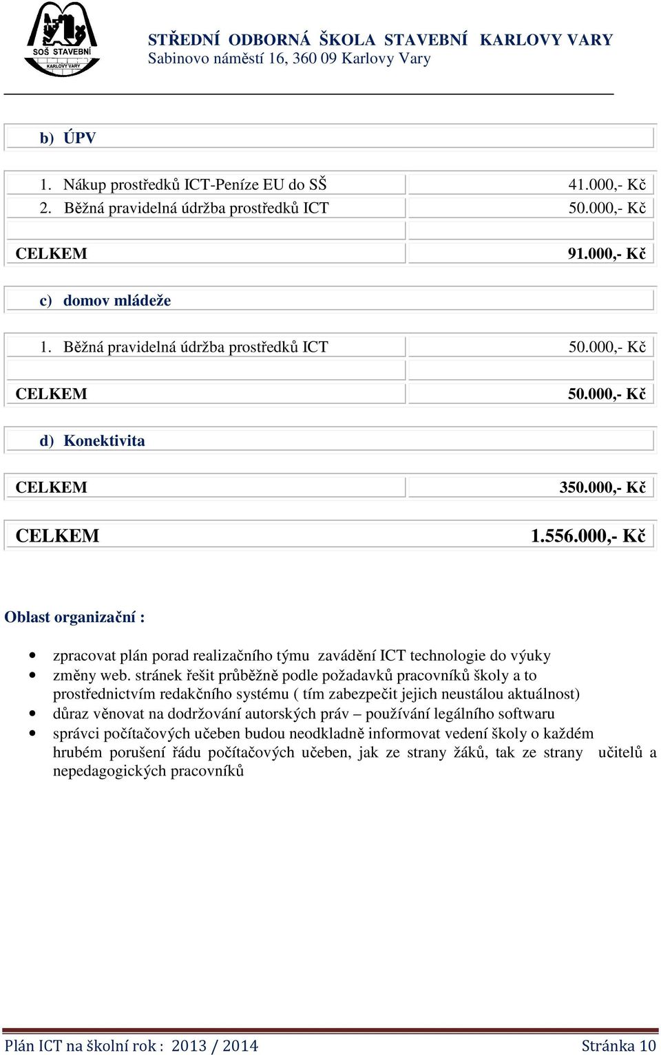 stránek řešit průběžně podle požadavků pracovníků školy a to prostřednictvím redakčního systému ( tím zabezpečit jejich neustálou aktuálnost) důraz věnovat na dodržování autorských práv používání